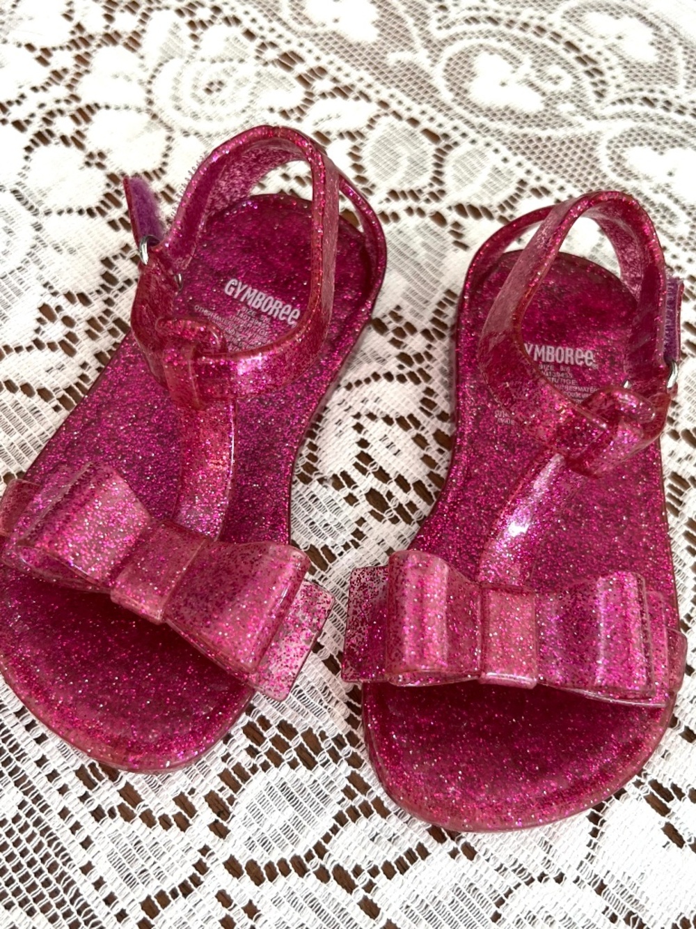 Gymboree Jelly Sandals Pink Glitter Girls Toddler 5/6 Sparkle Spring Summer Shoe